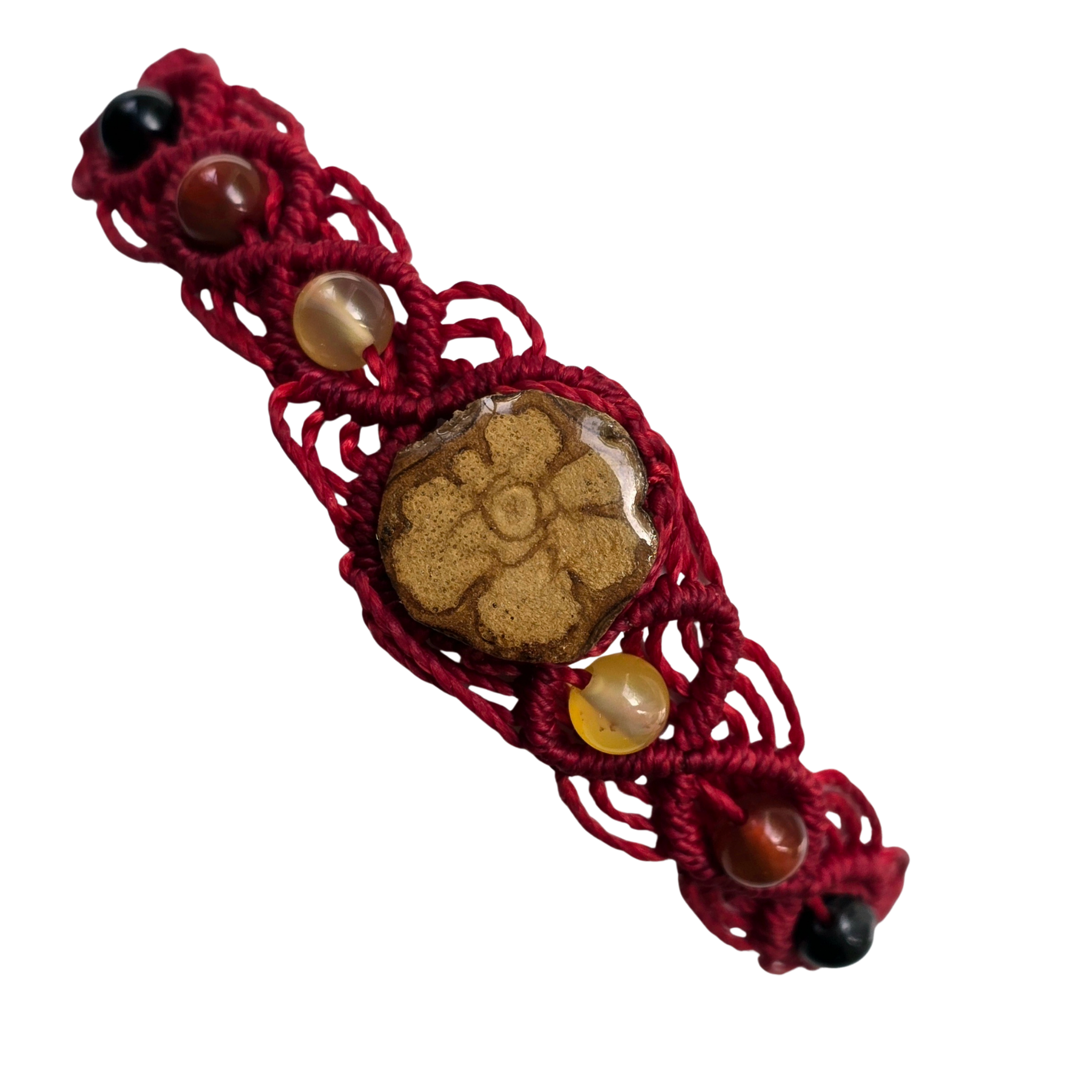 Macrame bracelet with ayahuasca and round colored stones - made by Peruvian Amazon artisan - Amazon Ecology