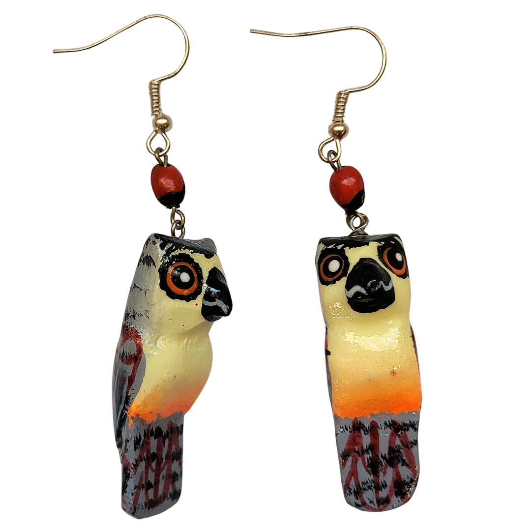 Owl Balsa Wood Earrings - made by artisan from the Peruvian Amazon
