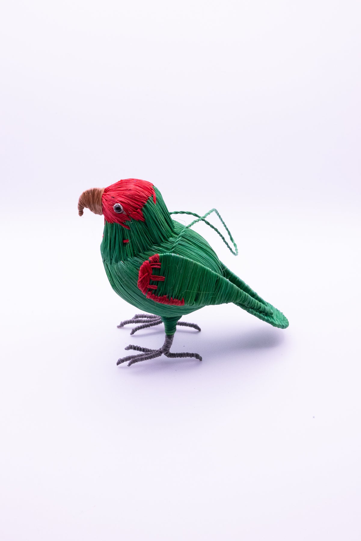 CHERRY HEADED CONURE PARROT BIRD FAIR-TRADE CHRISTMAS TREE ORNAMENT - WOVEN BY PERUVIAN AMAZON ARTISAN - Amazon Ecology