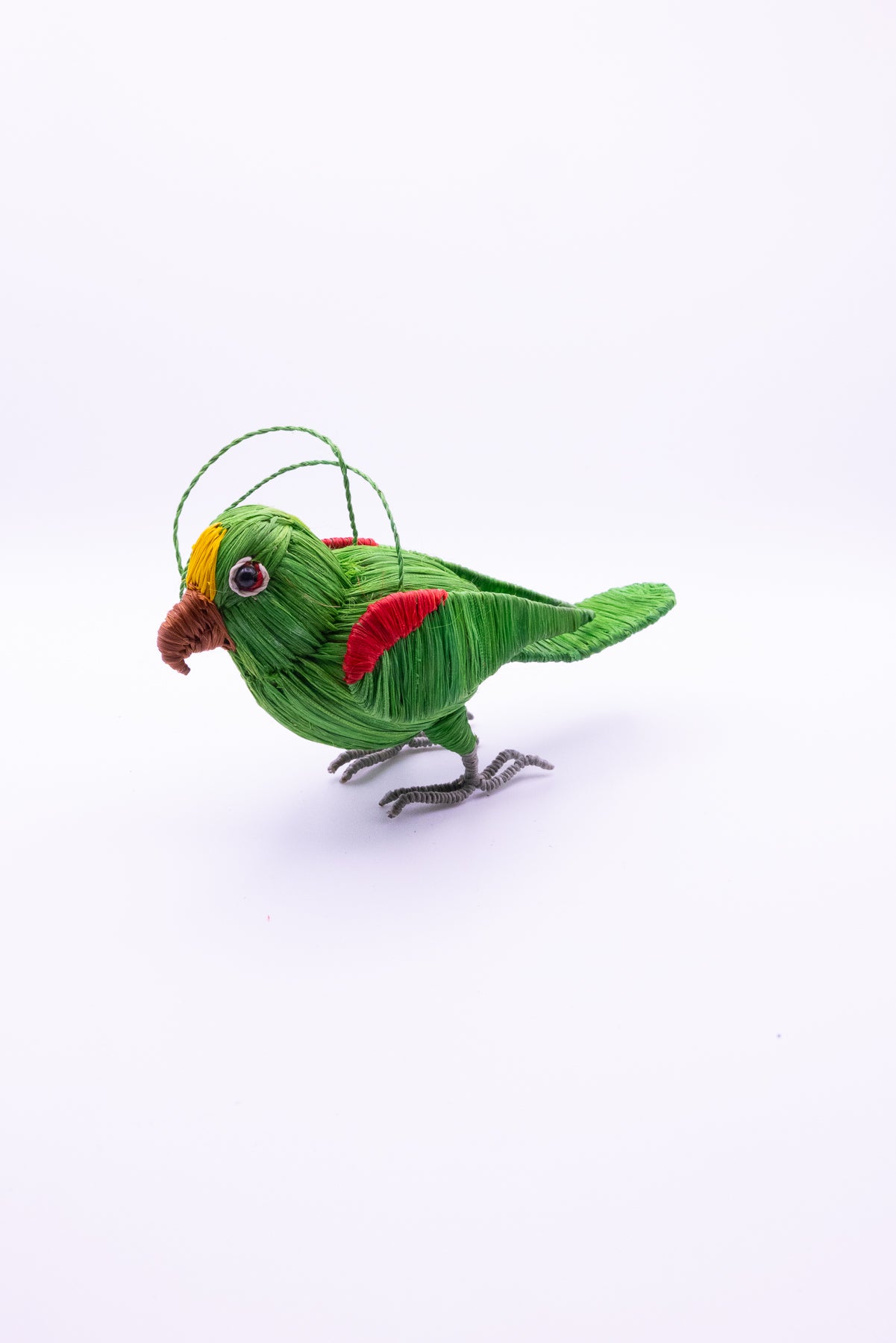 YELLOW CROWNED PARROT BIRD FAIR-TRADE CHRISTMAS TREE ORNAMENT - WOVEN BY PERUVIAN AMAZON ARTISAN - Amazon Ecology