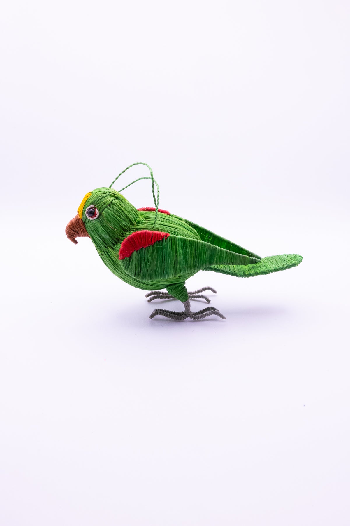YELLOW CROWNED PARROT BIRD FAIR-TRADE CHRISTMAS TREE ORNAMENT - WOVEN BY PERUVIAN AMAZON ARTISAN - Amazon Ecology