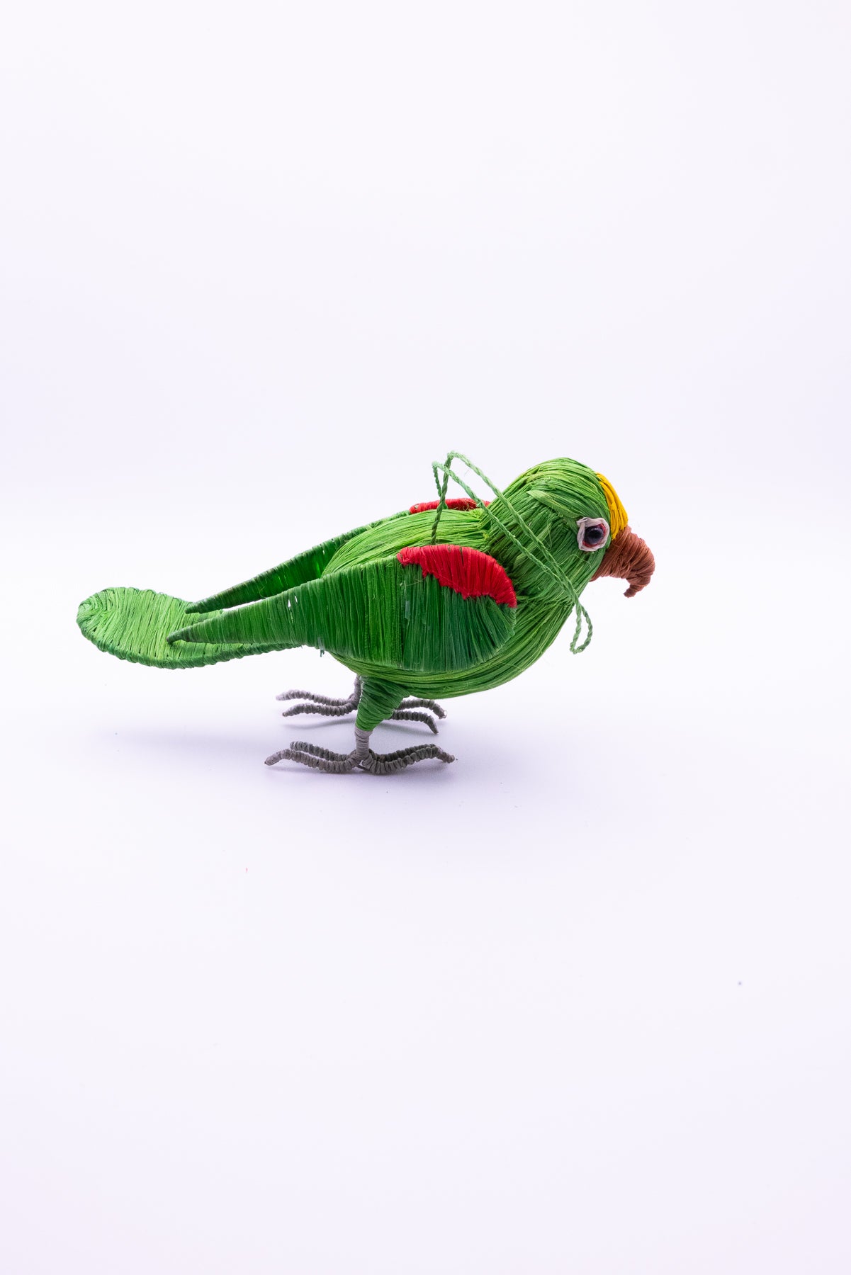 YELLOW CROWNED PARROT BIRD FAIR-TRADE CHRISTMAS TREE ORNAMENT - WOVEN BY PERUVIAN AMAZON ARTISAN - Amazon Ecology