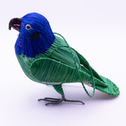 BLUE-HEADED PARROT BIRD - FAIR-TRADE CHRISTMAS TREE ORNAMENT - WOVEN BY PERUVIAN AMAZON ARTISAN - Amazon Ecology