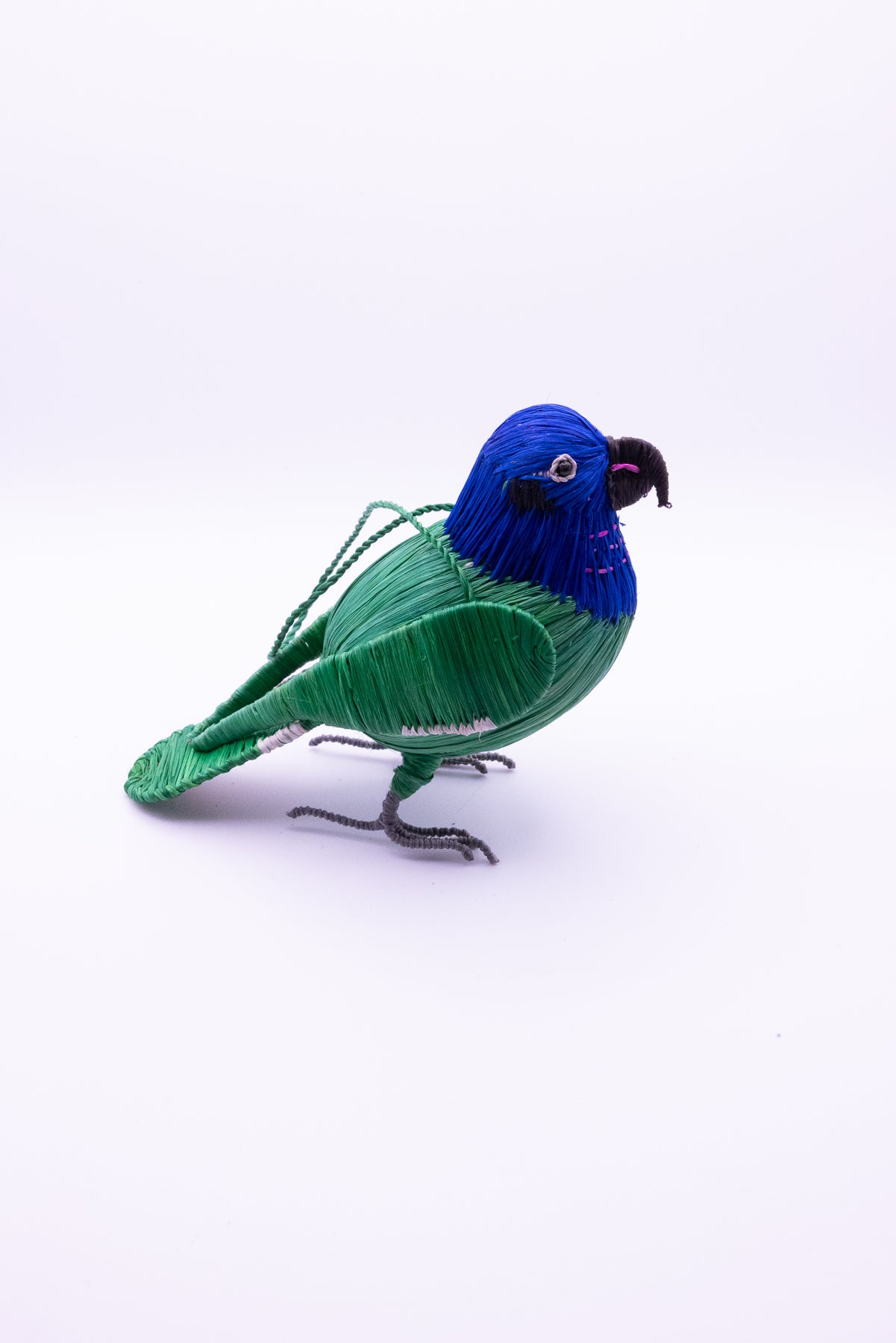 BLUE-HEADED PARROT BIRD - FAIR-TRADE CHRISTMAS TREE ORNAMENT - WOVEN BY PERUVIAN AMAZON ARTISAN - Amazon Ecology