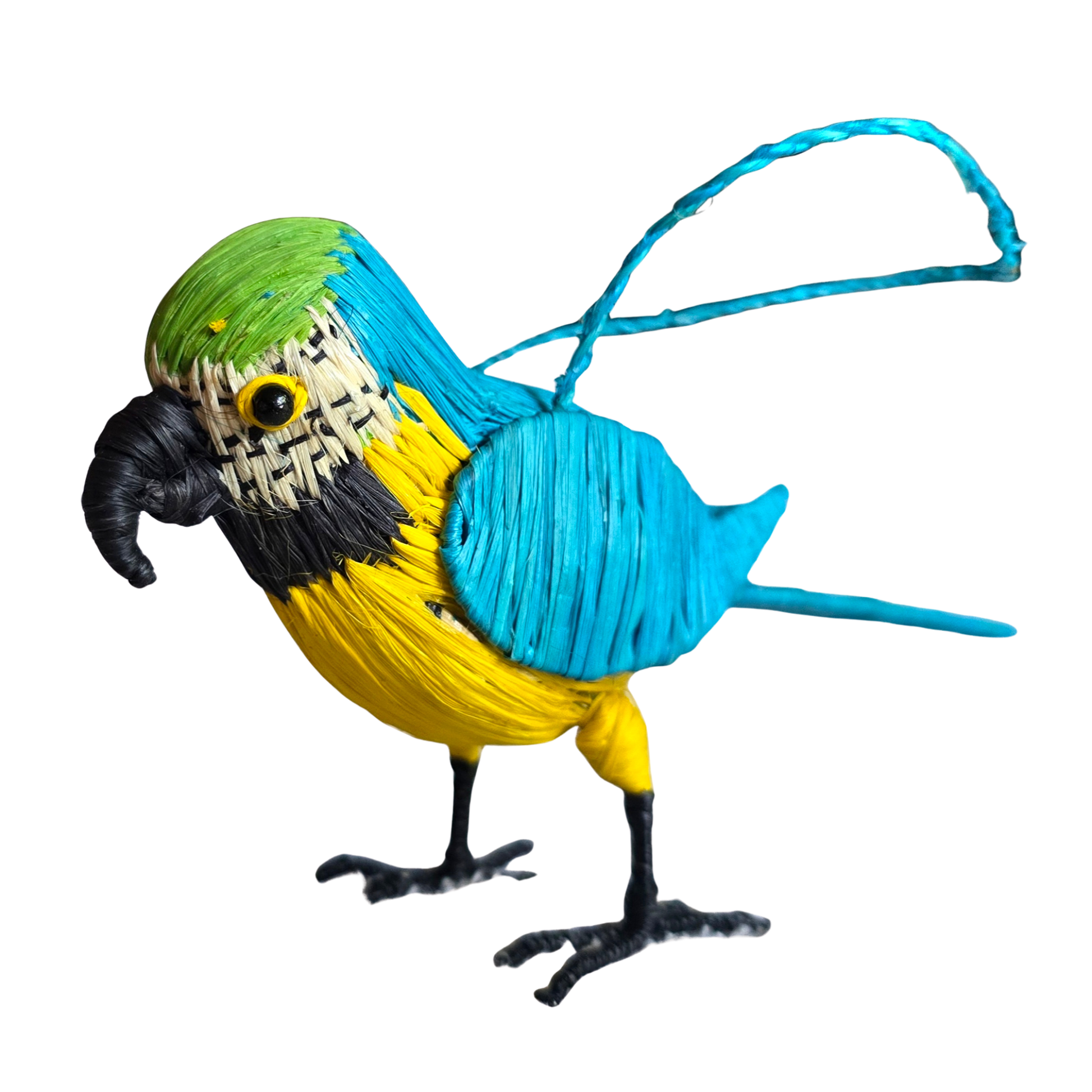 BLUE AND GOLD MACAW - FAIR-TRADE BIRD ORNAMENT - WOVEN BY PERUVIAN AMAZON ARTISAN - Amazon Ecology