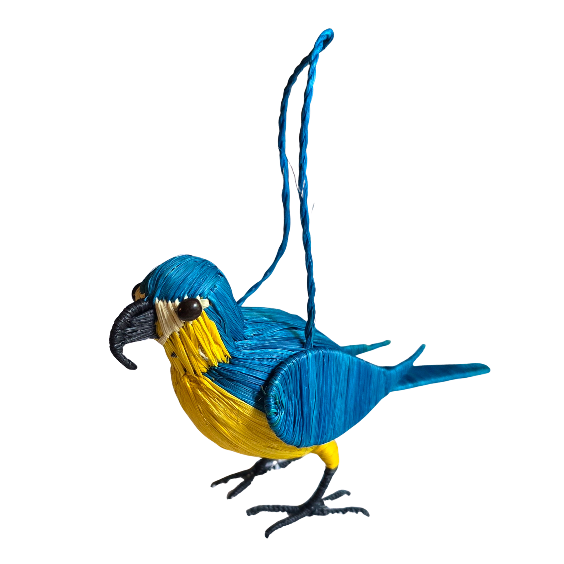 BLUE AND GOLD MACAW - FAIR-TRADE BIRD ORNAMENT - WOVEN BY PERUVIAN AMAZON ARTISAN - Amazon Ecology