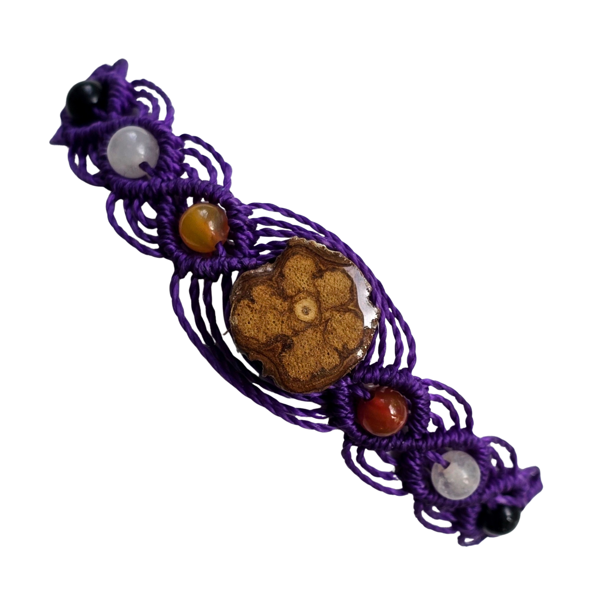 Macrame bracelet with ayahuasca and round colored stones - made by Peruvian Amazon artisan - Amazon Ecology