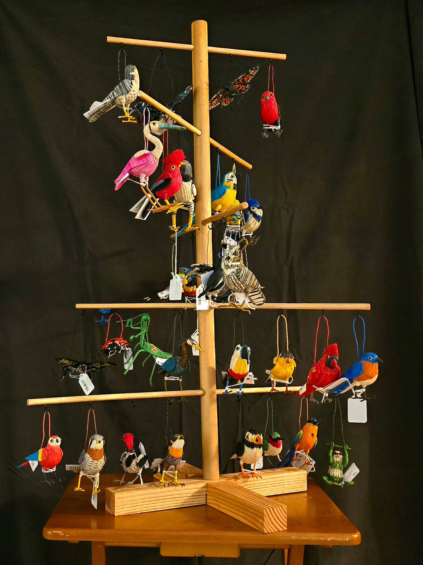 Wooden tree display for ornaments