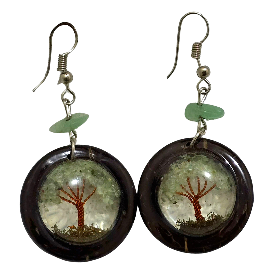 Tree of life coconut earrings - Amazon Ecology