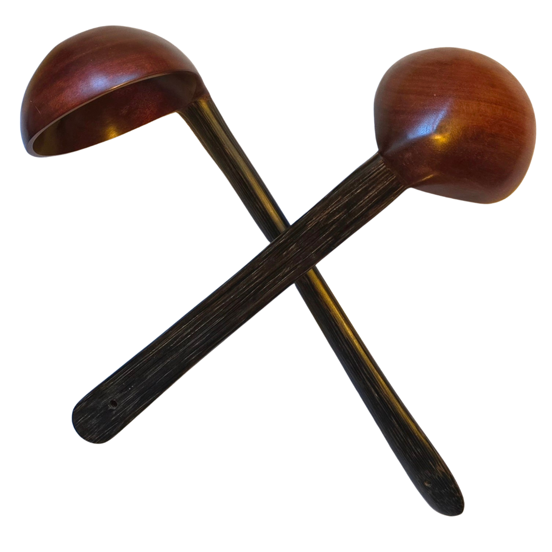Palo sangre and pona palm wood soup ladles - hand made by Peruvian Amazon artisan - Amazon Ecology