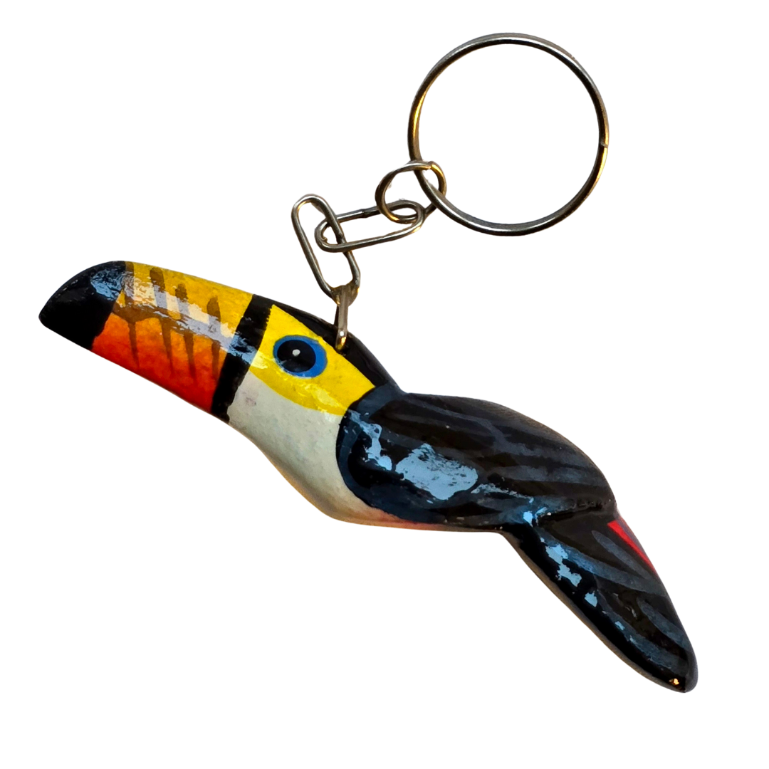 Balsa wood tropical bird keychains from the Peruvian Amazon - Amazon Ecology