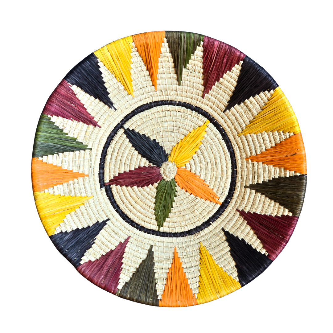 Sun Star Pattern with Ring Decorative Basket - Fair Trade and Handwoven - Amazon Ecology