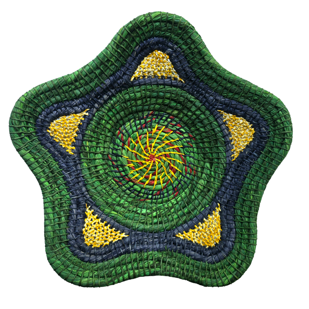 Beautiful Blue and Emerald Handwoven Decorative Basket - Fair Trade
