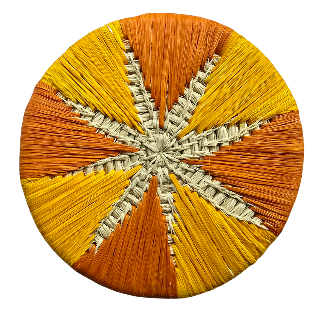 Chambira woven coasters with colored border (set of 4) - handmade by Peruvian artisans