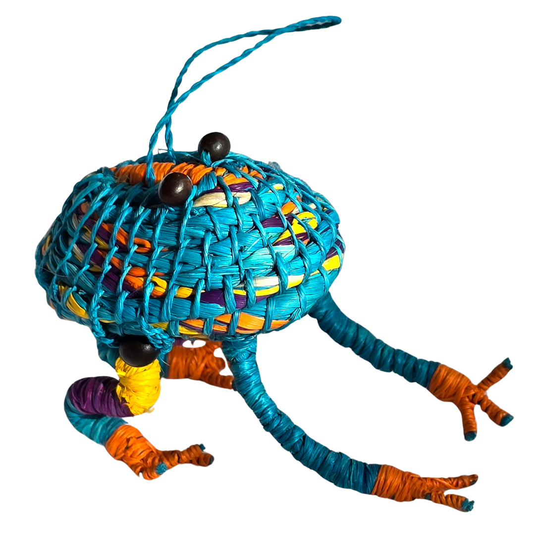 FROG - WOVEN AMPHIBIAN FAIR-TRADE CHRISTMAS TREE ORNAMENT AND RING KEEPER - MADE BY PERUVIAN AMAZON ARTISAN - Amazon Ecology