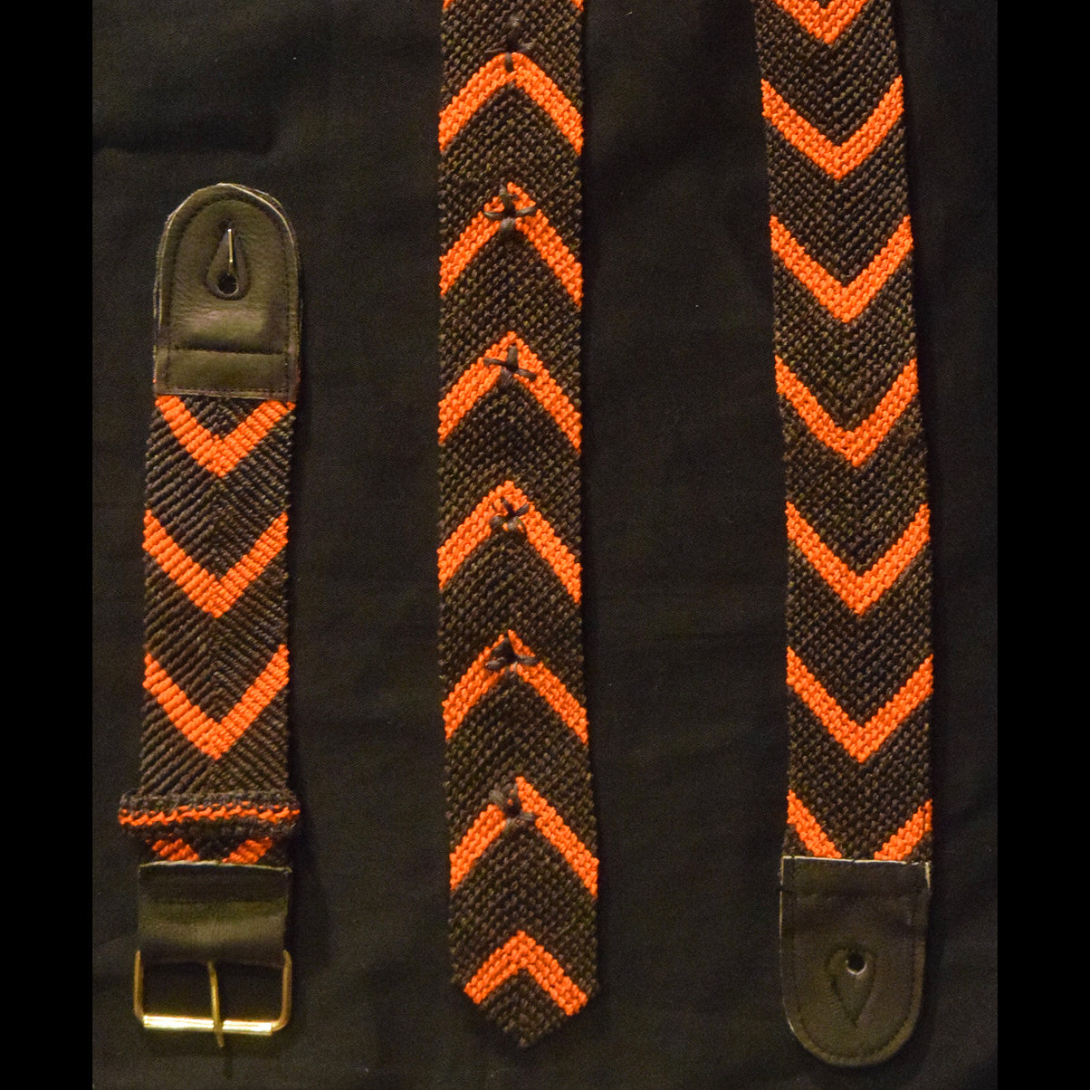 FAIR -TRADE HAND-MADE GUITAR STRAP - BLACK WITH COLORED CHEVRONS - WOVEN BY PERUVIAN AMAZON ARTISAN - Amazon Ecology