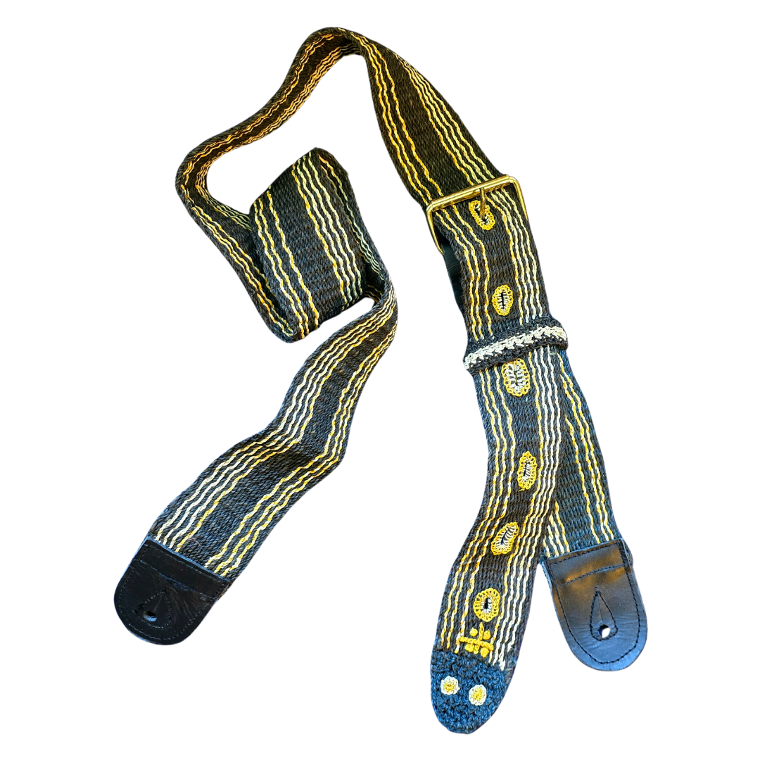 FAIR -TRADE HAND-MADE GUITAR STRAP - BLACK AFANINGA SNAKE PATTERN - WOVEN BY PERUVIAN AMAZON ARTISAN - Amazon Ecology