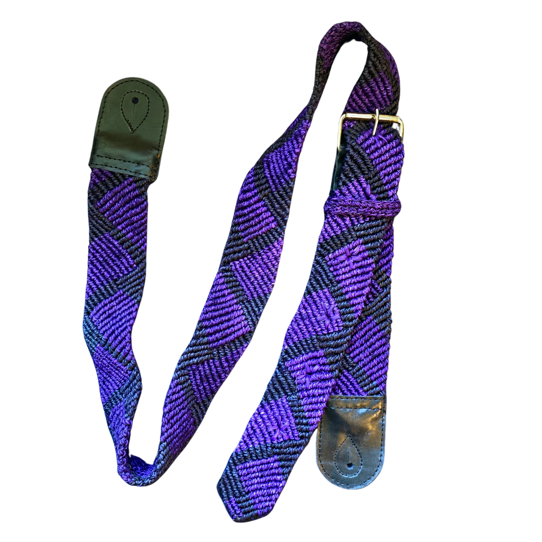 FAIR -TRADE HAND-MADE GUITAR STRAP - DIAGONAL PATCH PATTERN - WOVEN BY PERUVIAN AMAZON ARTISAN - Amazon Ecology