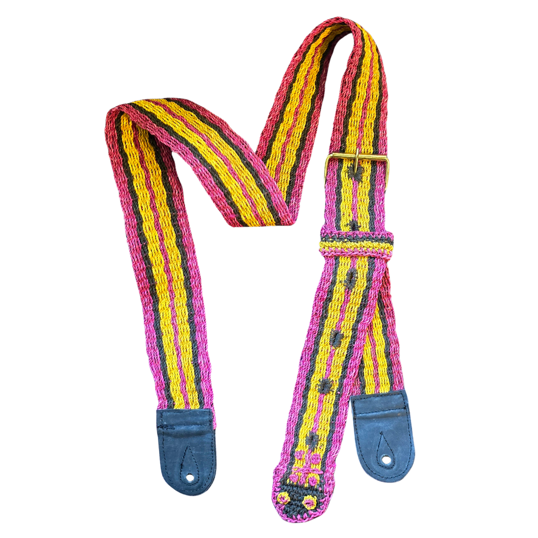 FAIR -TRADE HAND-MADE GUITAR STRAP - TRI-COLOR STRIPE SNAKE PATTERN - WOVEN BY PERUVIAN AMAZON ARTISAN - Amazon Ecology