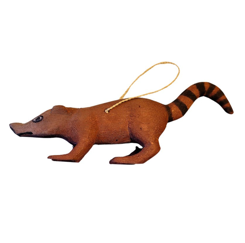 COATI BALSA WOOD FAIR -TRADE ORNAMENT - CARVED BY PERUVIAN AMAZON ARTISAN - Amazon Ecology