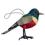 BLUE-CROWNED TROGON BIRD - FAIR-TRADE CHRISTMAS TREE ORNAMENT - WOVEN BY PERUVIAN AMAZON ARTISAN - Amazon Ecology