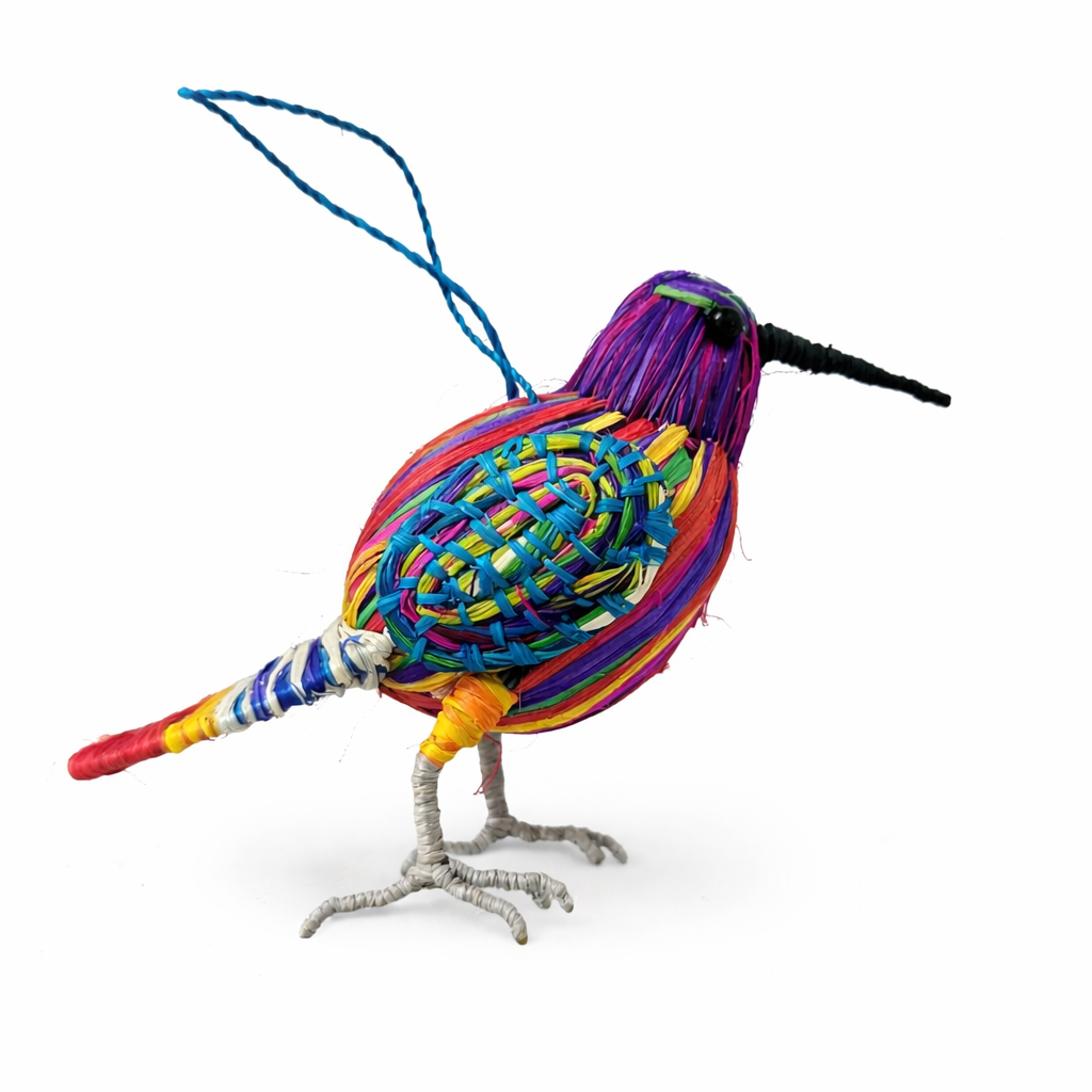 FANTASY HUMMINGBIRD BIRD ORNAMENT - WOVEN BY PERUVIAN AMAZON ARTISAN - Amazon Ecology