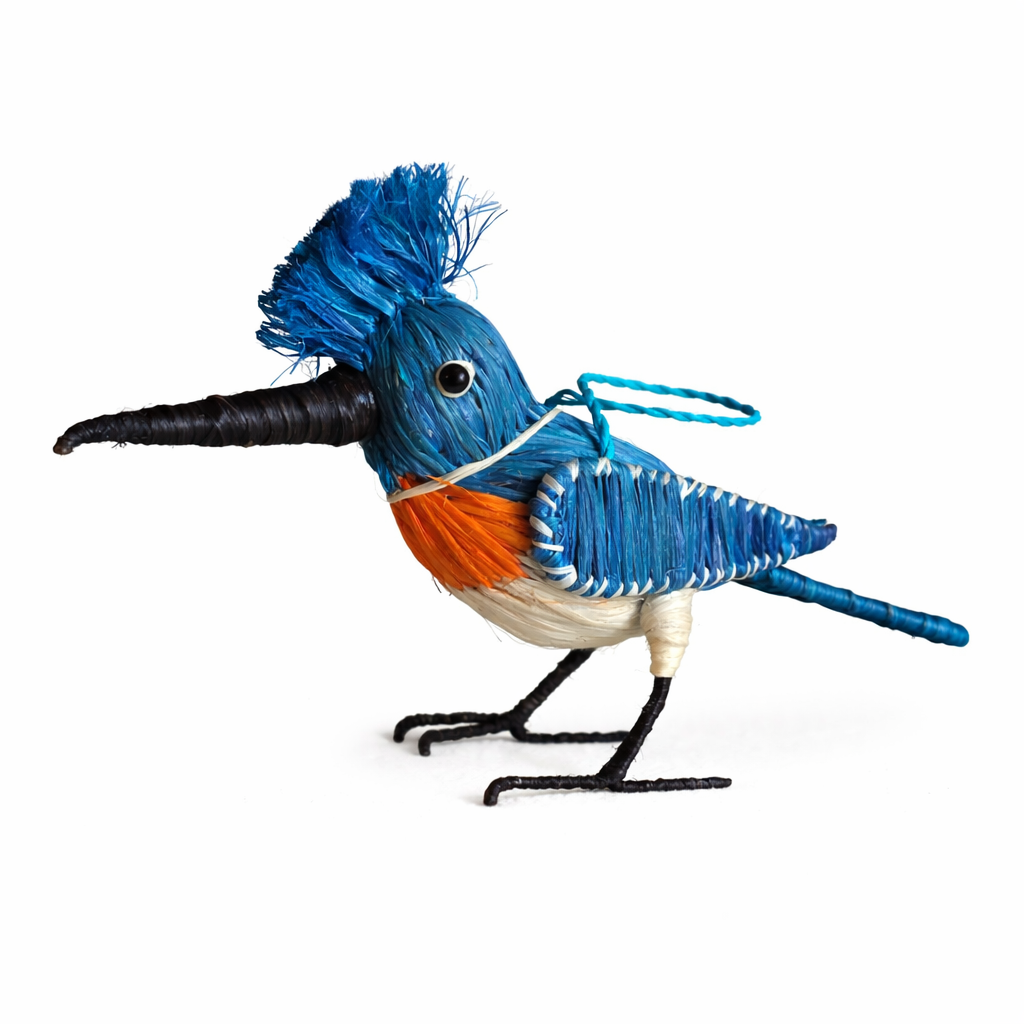 KINGFISHER WOVEN BIRD FAIR-TRADE CHRISTMAS TREE ORNAMENT - WOVEN BY PERUVIAN AMAZON ARTISAN - Amazon Ecology