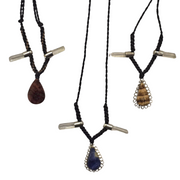 Clear crystal and stone teardrop necklaces - made by artisan from the Peruvian Amazon - Amazon Ecology