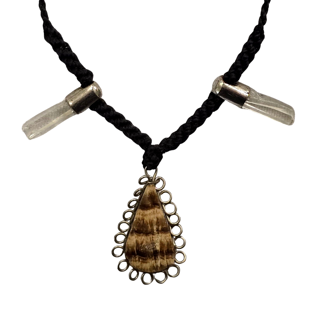 Clear crystal and stone teardrop necklaces - made by artisan from the Peruvian Amazon - Amazon Ecology