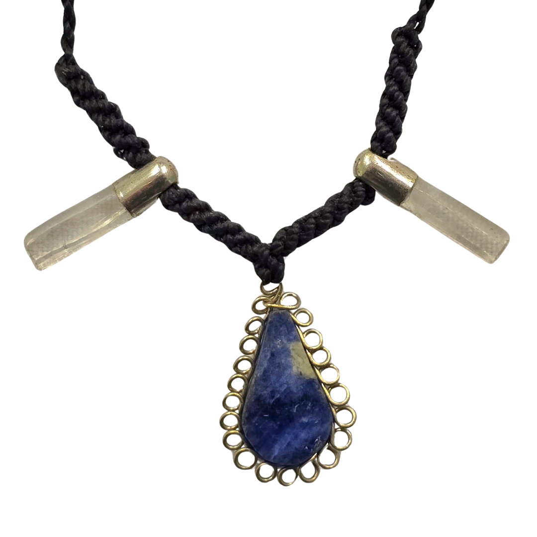 Clear crystal and stone teardrop necklaces - made by artisan from the Peruvian Amazon