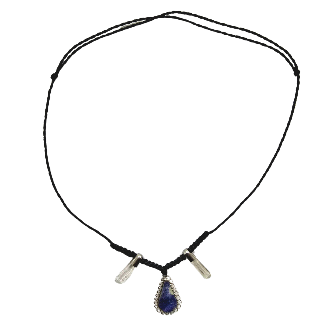 Clear crystal and stone teardrop necklaces - made by artisan from the Peruvian Amazon - Amazon Ecology