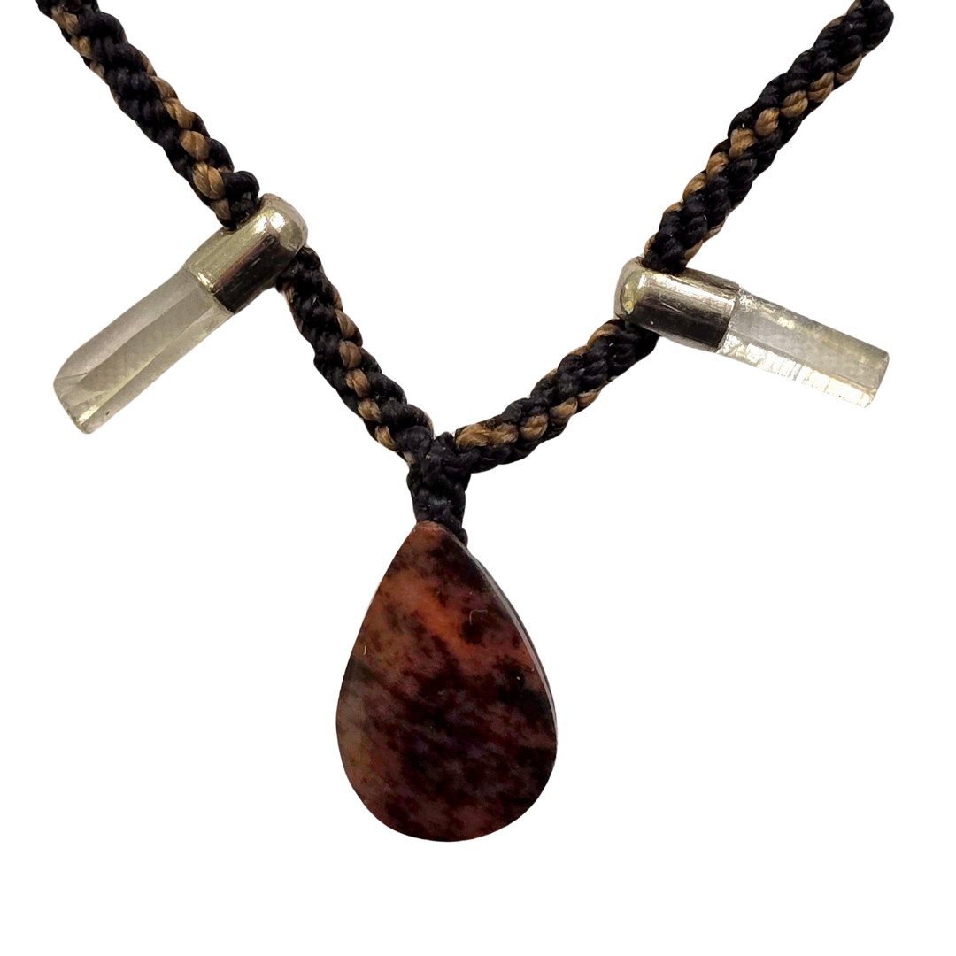 Clear crystal and stone teardrop necklaces - made by artisan from the Peruvian Amazon - Amazon Ecology