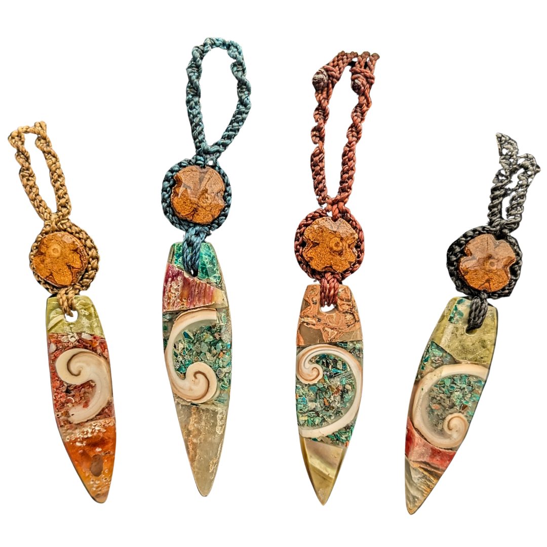Ayahuasca, abalone and spearpoint stone necklace from the Peruvian Amazon - Amazon Ecology