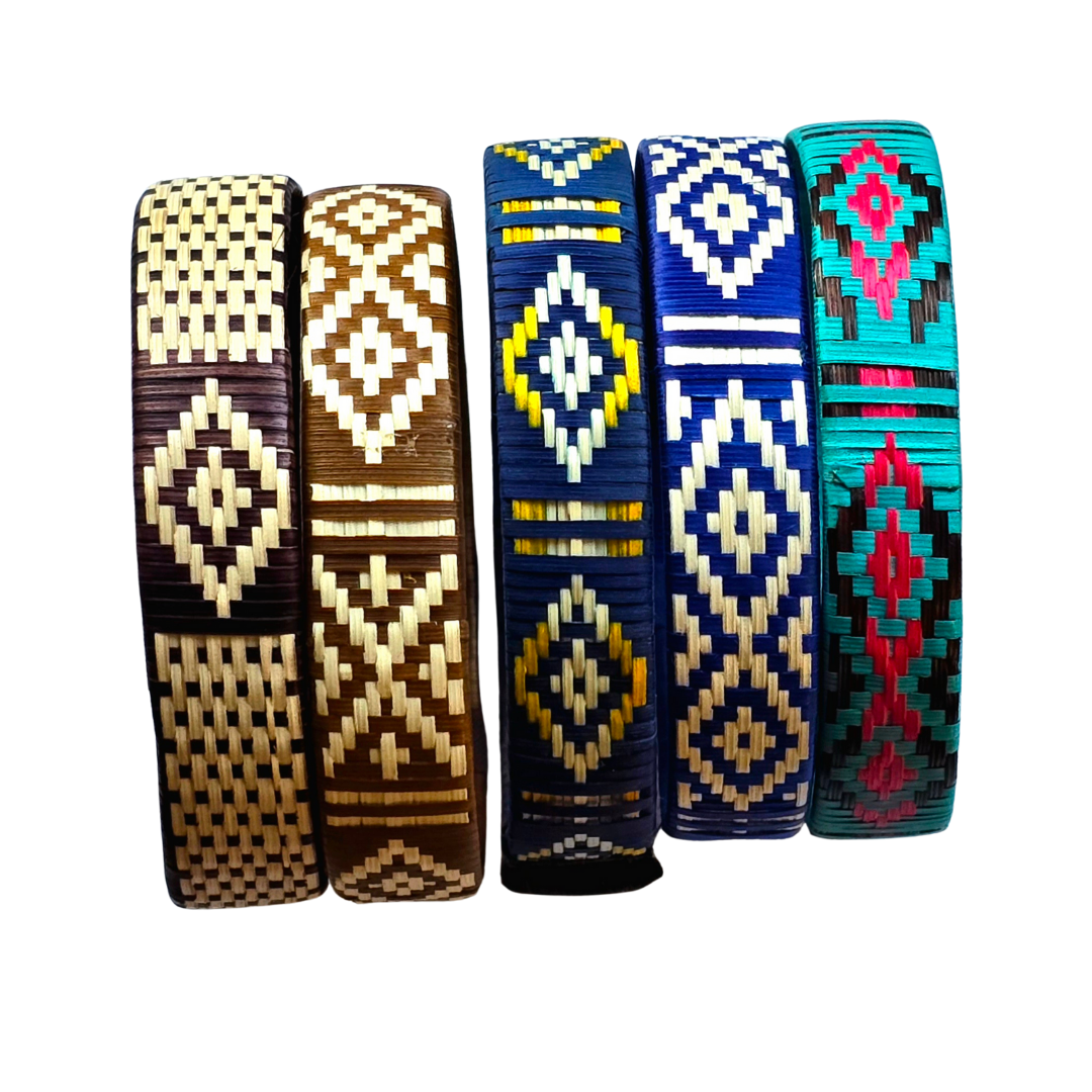 Multi-colored caña flecha wrap-around bracelets from the Peruvian Amazon - Amazon Ecology