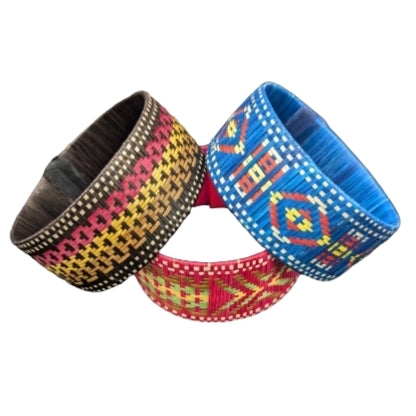 Multi-colored caña flecha wrap-around bracelets from the Peruvian Amazon - Amazon Ecology
