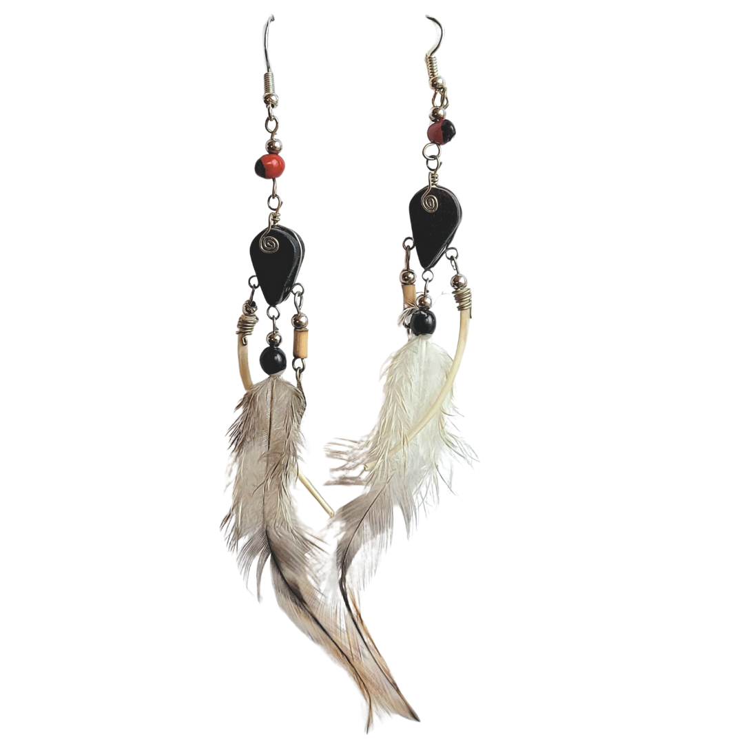 Stone and alpaca silver earrings - made by Peruvian Amazon artisans - Amazon Ecology
