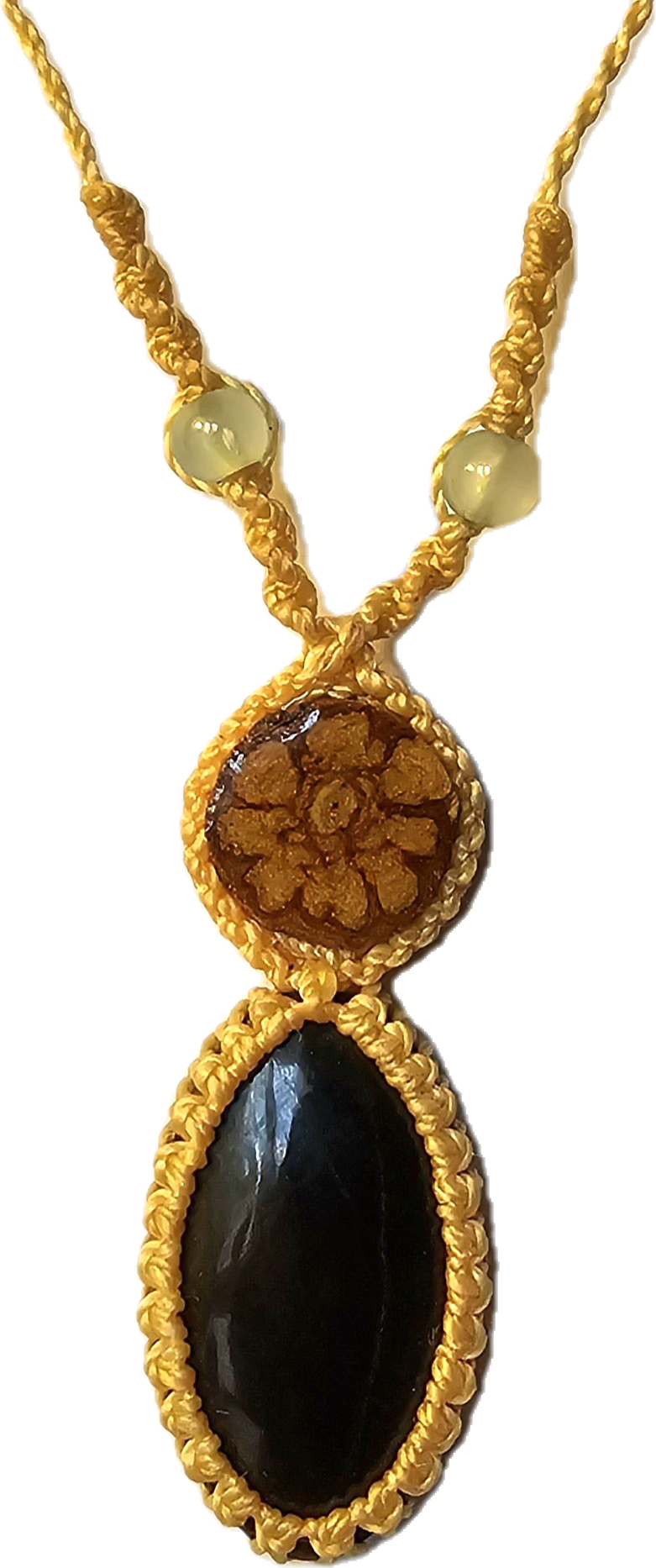 Ayahuasca vine and black onyx macrame necklace - Amazon Ecology