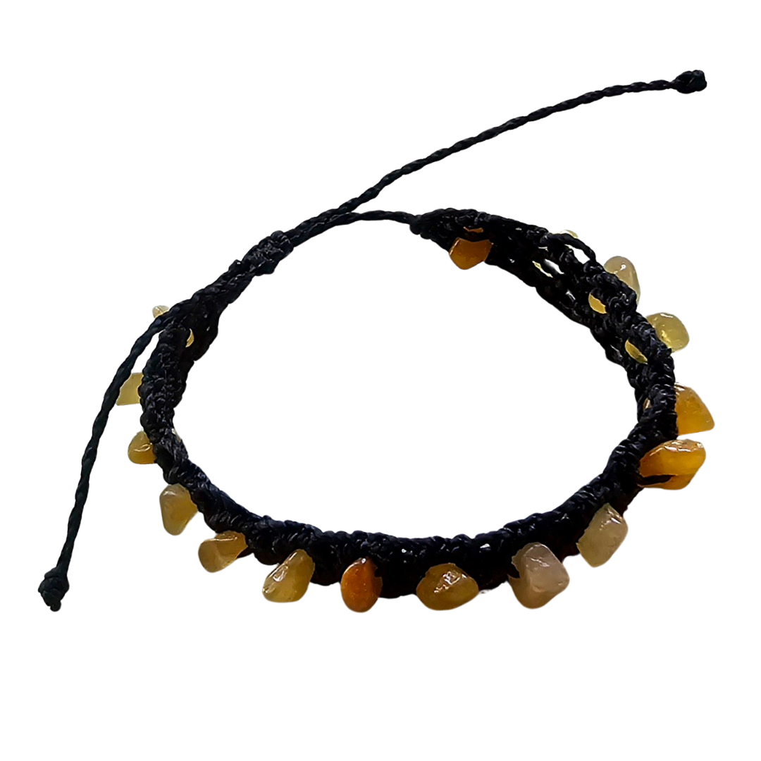 Macrame bracelet with rough stones - made by Peruvian Amazon artisan - Amazon Ecology