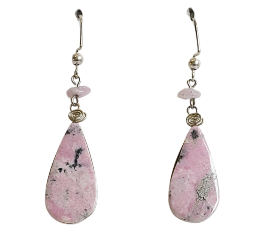 Rhodonite tear drop earrings