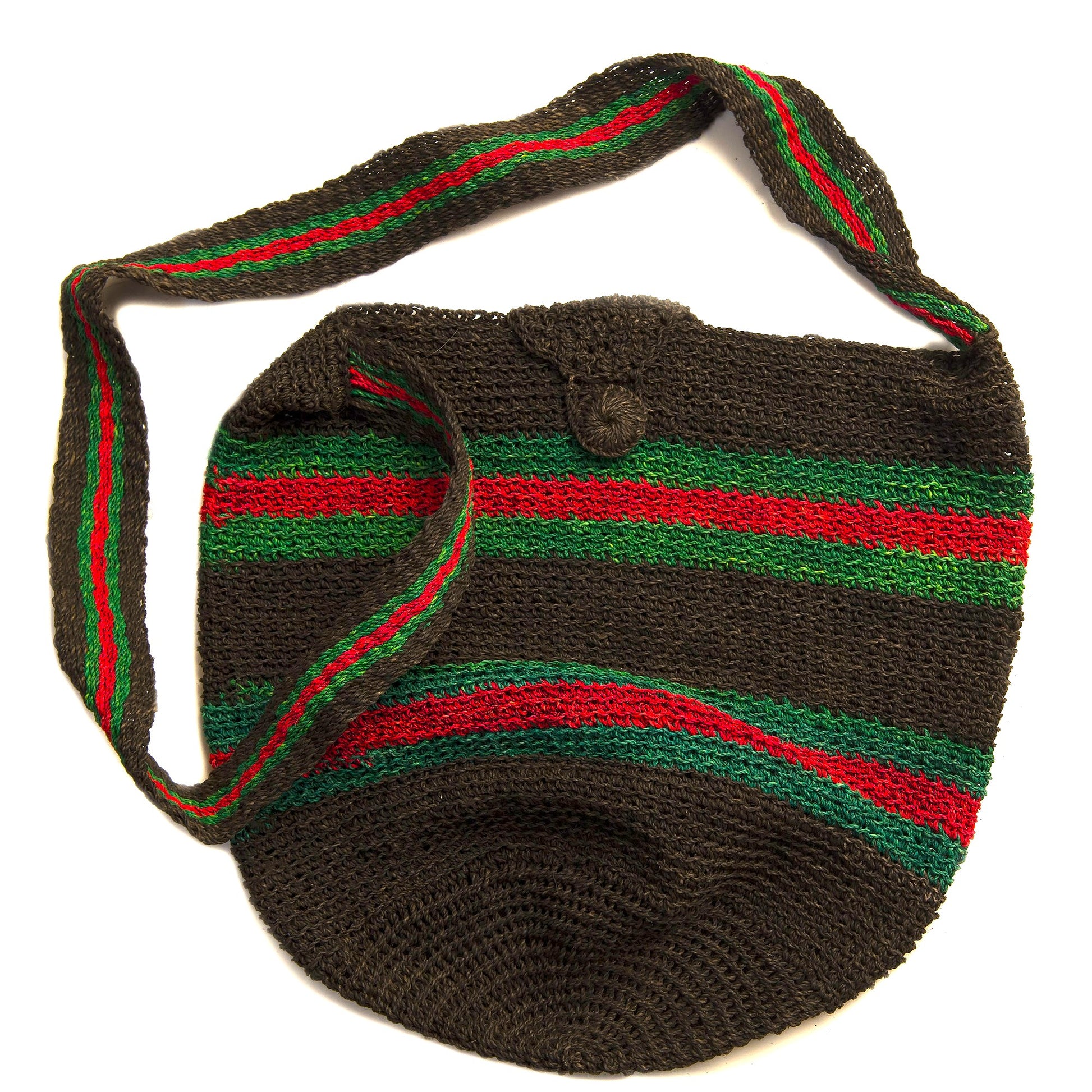 Black striped Round-bottom Shoulder Palm Fiber Bags made in the Peruvian Amazon - Amazon Ecology