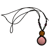 Ayahuasca vine and rhodonite macrame necklace - Amazon Ecology