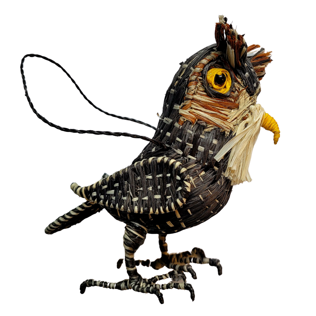 SCREECH OWL BIRD FAIR -TRADE ORNAMENT AND DECORATION- WOVEN BY PERUVIAN AMAZON ARTISAN