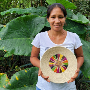 Rainbow Sun Decorative Basket - Fair Trade and Hand Made by Peruvian Amazon Artisan