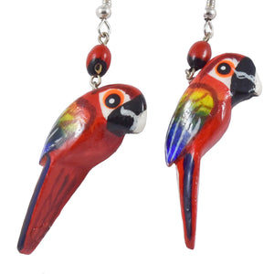 Macaw Balsa Wood Earrings - made by artisans from the Peruvian Amazon