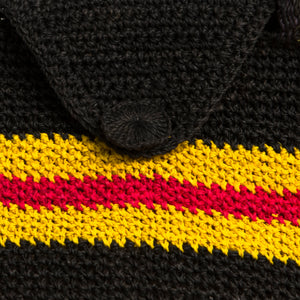 Crocheted Black, Yellow & Red Purse, Double Strap & Clasp, bag made in Peruvian Amazon