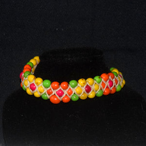 Colored achira seed and chambira palm fiber bracelet
