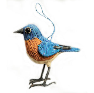 BLUEBIRD BIRD - FAIR TRADE CHRISTMAS TREE ORNAMENT - WOVEN BY PERUVIAN AMAZON ARTISAN