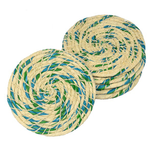 Chambira woven coasters with colored swirl (set of 4) - handmade by Peruvian artisans