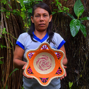 Orange Lollipop Decorative Basket - Fair Trade and Handmade by Peruvian Amazon Artisan