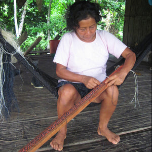 FAIR -TRADE HAND-MADE BELT - GREEN ANACONDA PATTERN - WOVEN BY PERUVIAN AMAZON ARTISAN